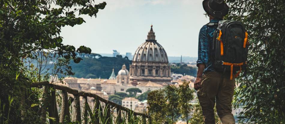 Pilgrim walking into St Peters in Rome |  <i>Tim Charody</i>