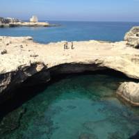 Half way along the coast between Lecce and Otranto, a magnificent rock pool connected to the sea | Kate Baker