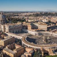 View of St. Peter's Basilica and St. Peter's Square in Vatican City