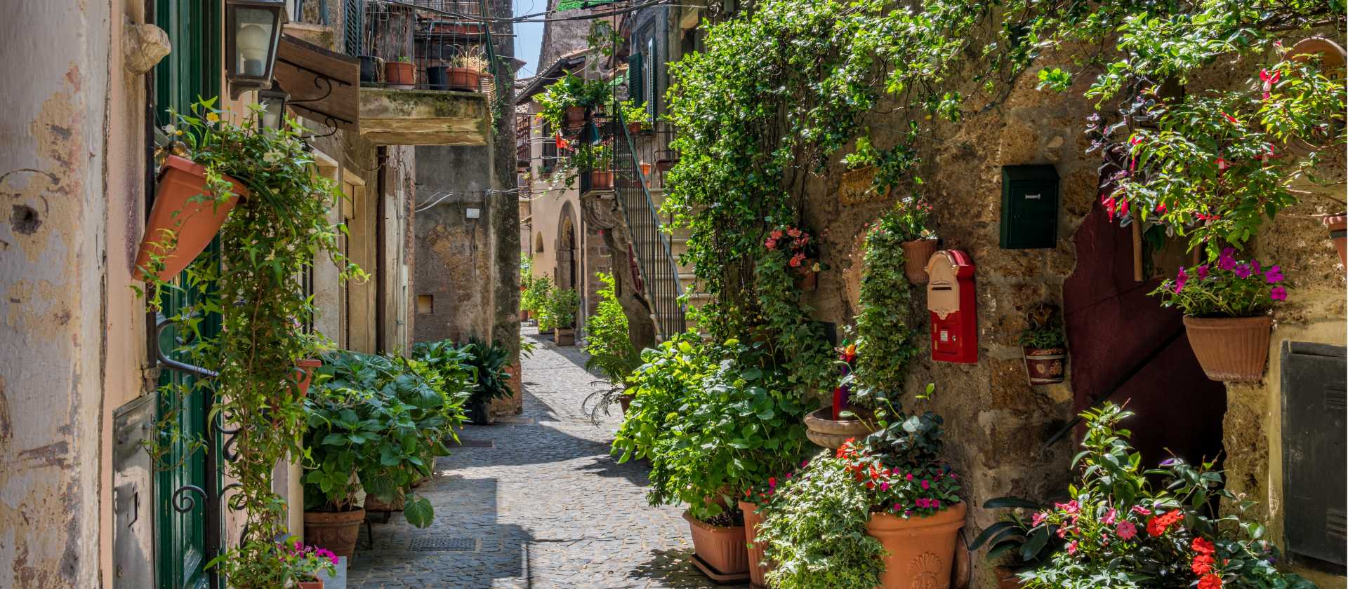 Beautiful lanes of Capranica on the Via Francigena