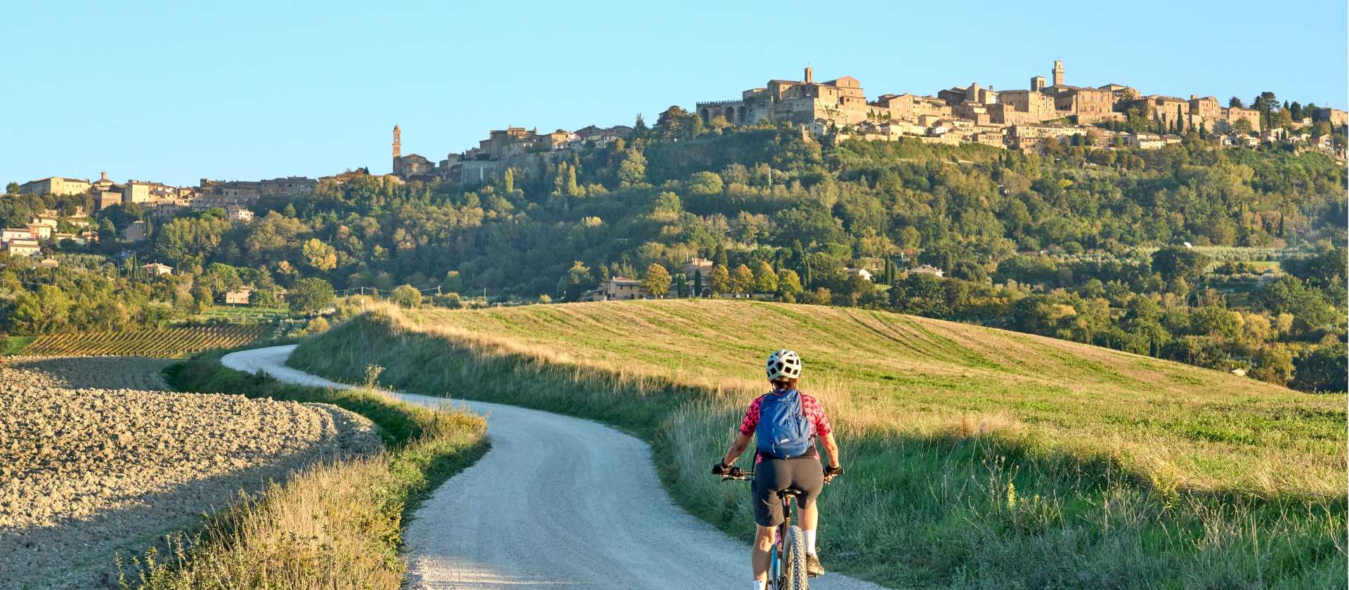 Cycling towards Montepulciano in Tuscany, Italy