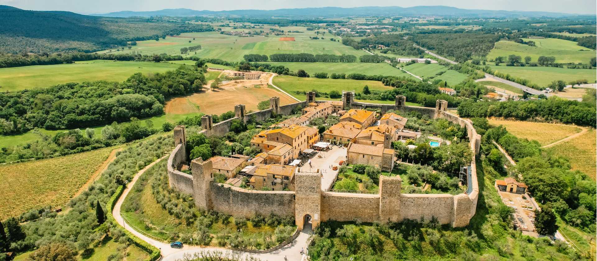 The charming village of Montereggioni in Tuscany