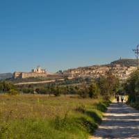 Walking into Assisi on the St Francis Way