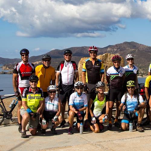 Cycling group on Sardinia's south coast
