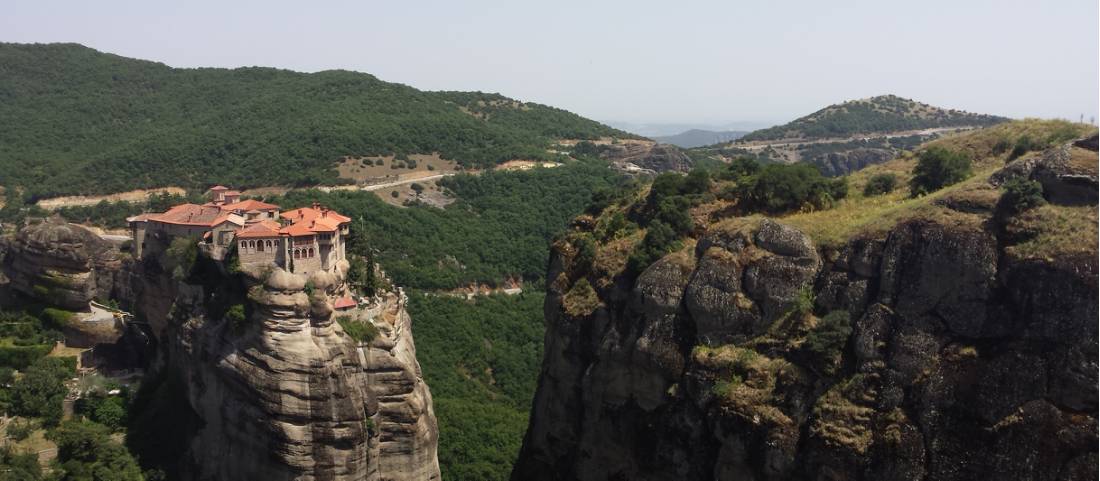 The extraordinary sight of Meteora's monastery topped pinnacles