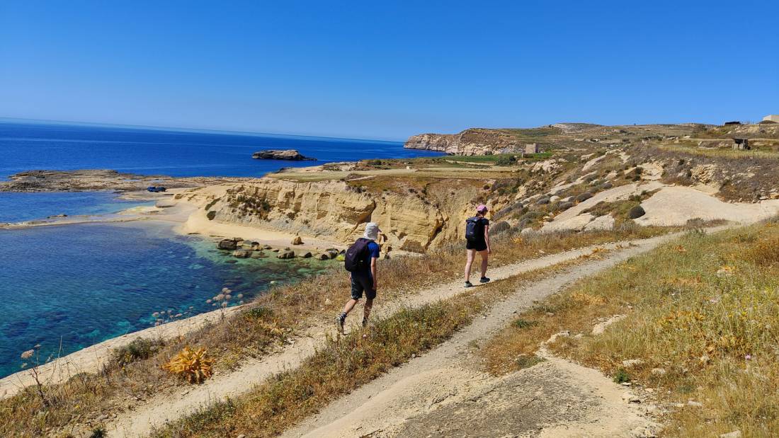 Hikers on coast route from Xlendi to Mgarr