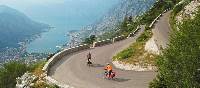 Cruising down the winding roads towards the Bay of Kotor on the Croatia to Albania Coastal Cycle