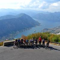 Striking a pose over the blissful Bay of Kotor in Montenegro