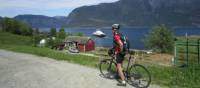 Cyclist on the Hardanger Fjord, Norway