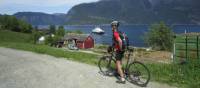 Cyclist on the Hardanger Fjord, Norway