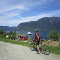 Cyclist on the Hardanger Fjord, Norway