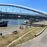 Cyclists on the Vistula river bike trail | Kate Baker