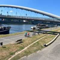 Cyclists on the Vistula river bike trail | Kate Baker