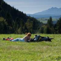 Soaking up the sun on a break from the trail in Poland