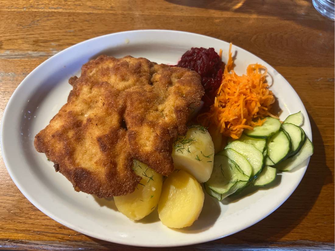 Schnitzel meal on the Polish hike |  <i>Kate Baker</i>