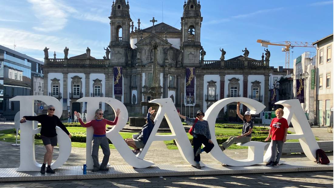 Camino group having fun in the historic Portuguese city of Braga. |  <i>Garry Glazebrook</i>