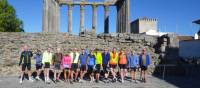 Cycle group in front of an ancient ruin in the Alentejo