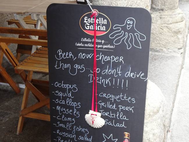 Camino menu in Galicia |  <i>Sue Marr</i>