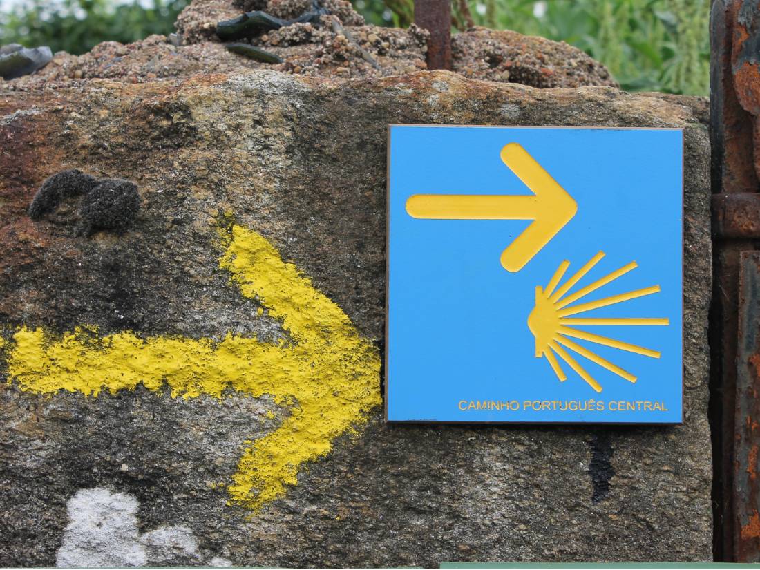 Portuguese Camino sign showing the way to Santiago de Compostela in Spain |  <i>Jaclyn Lofts</i>