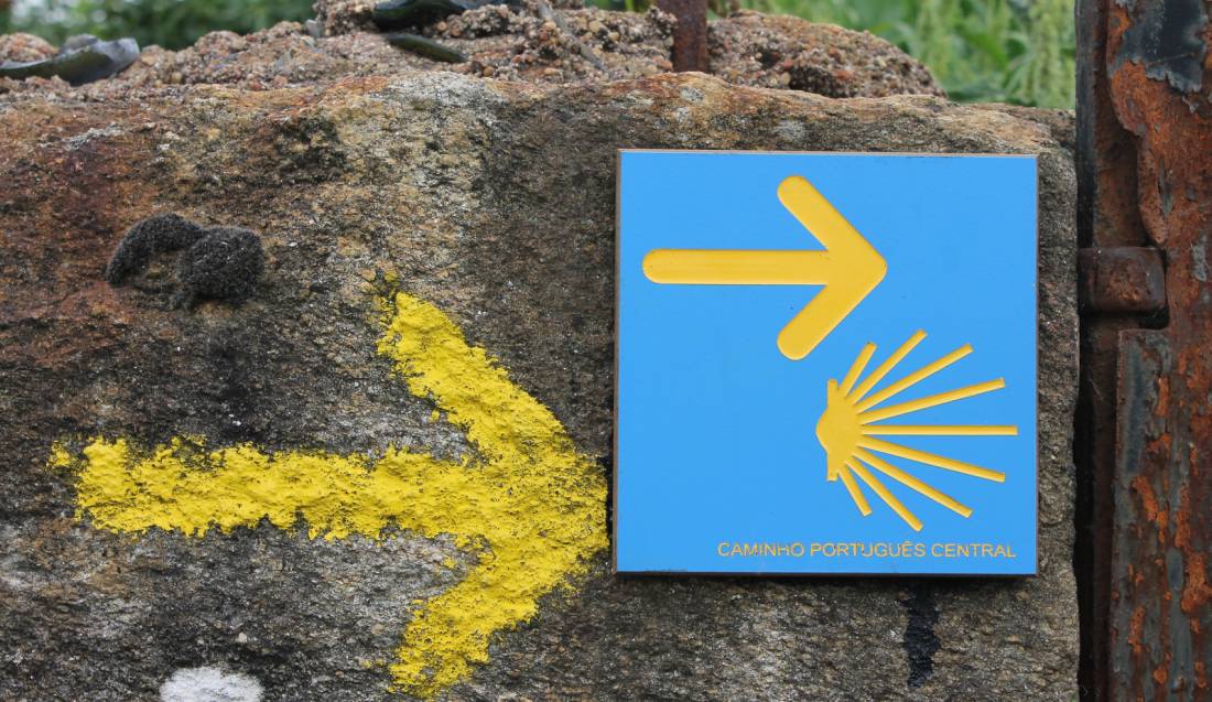 Portuguese Camino sign showing the way to Santiago de Compostela in Spain |  <i>Jaclyn Lofts</i>