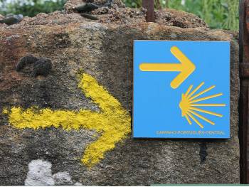 Portuguese Camino sign showing the way to Santiago de Compostela in Spain |  <i>Jaclyn Lofts</i>
