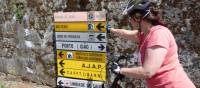 Self guided cyclist making her way on the Portuguese Camino tour from Porto to Santiago de Compostela | Pat Rochon