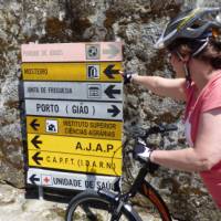 Self guided cyclist making her way on the Portuguese Camino tour from Porto to Santiago de Compostela | Pat Rochon