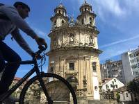 Cycling past the Church of the Pilgrim, Pontevedra |  <i>Pat Rochon</i>