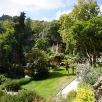 Exploring La Regaleira Garden in an estate near the historic center of Sintra, Portugal
