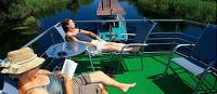 Relaxing on board the boat on the Danube Delta