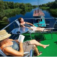 Relaxing on board the boat on the Danube Delta