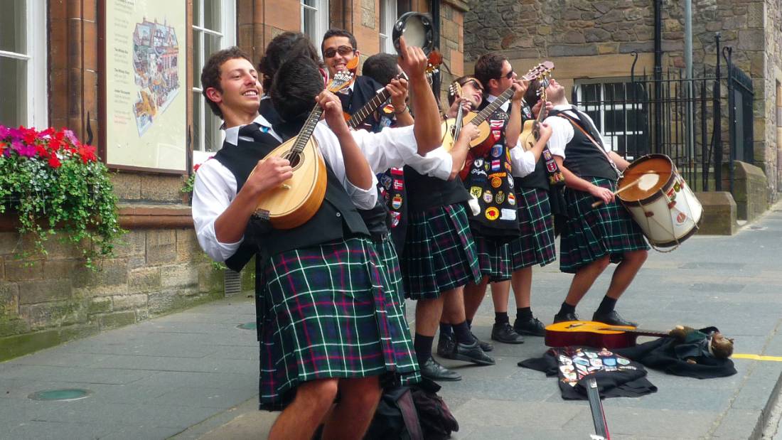 Musicians in traditional Kilts in Scotland