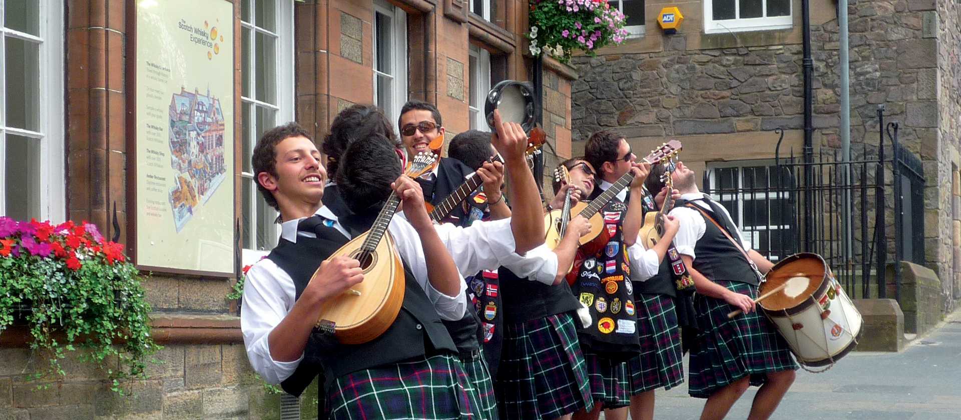 Musicians in traditional Kilts in Scotland