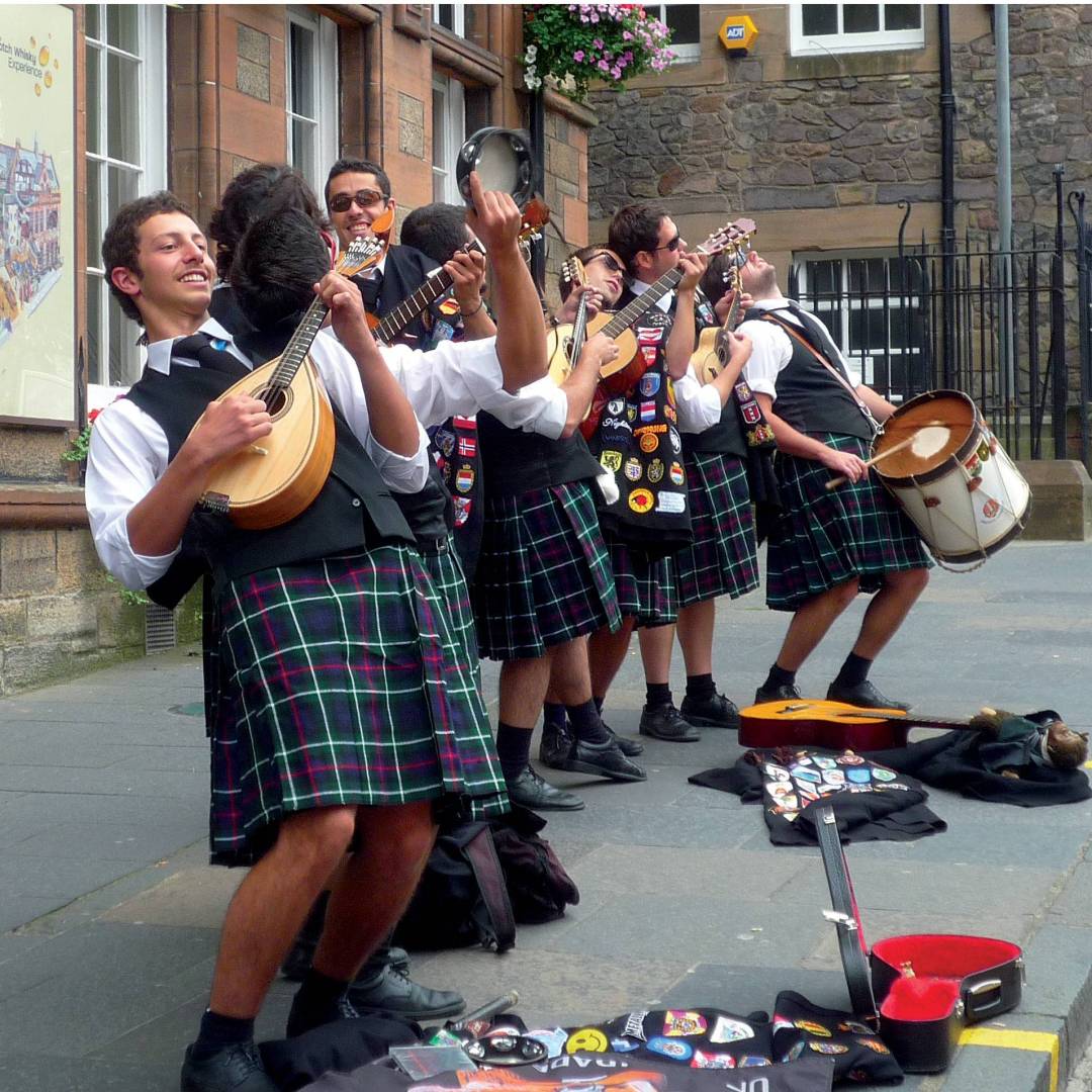 Musicians in traditional Kilts in Scotland