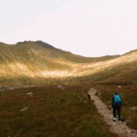 Walking through the moody landscape on the Isle of Arran