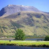 Stunning view of Ben Nevis from the sea basin of the Caledonian Canal
