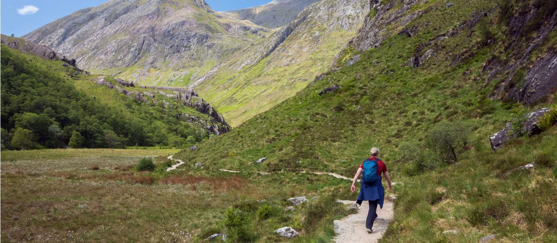 Hiking through the Nevis Gorge in Glencoe Valley
