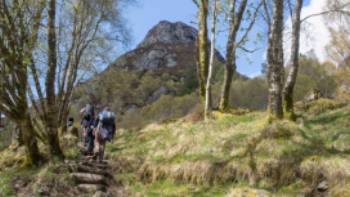 Walkers on the Rob Roy Way in The Trossachs