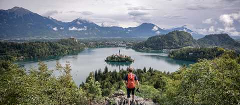 Overlooking gorgeous Lake Bled in Slovenia