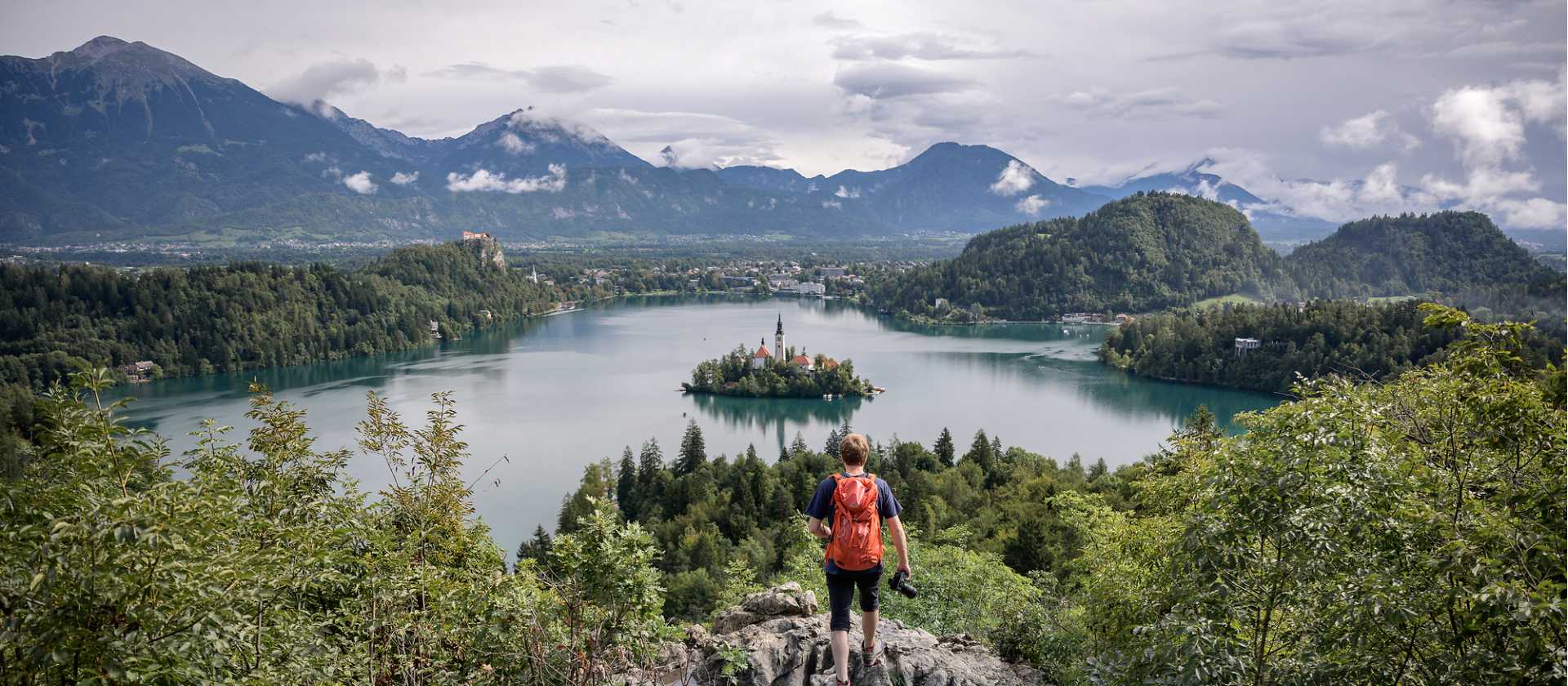 Overlooking gorgeous Lake Bled in Slovenia