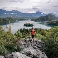 Overlooking gorgeous Lake Bled in Slovenia