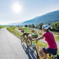 Cycling along a dedicated cycleway