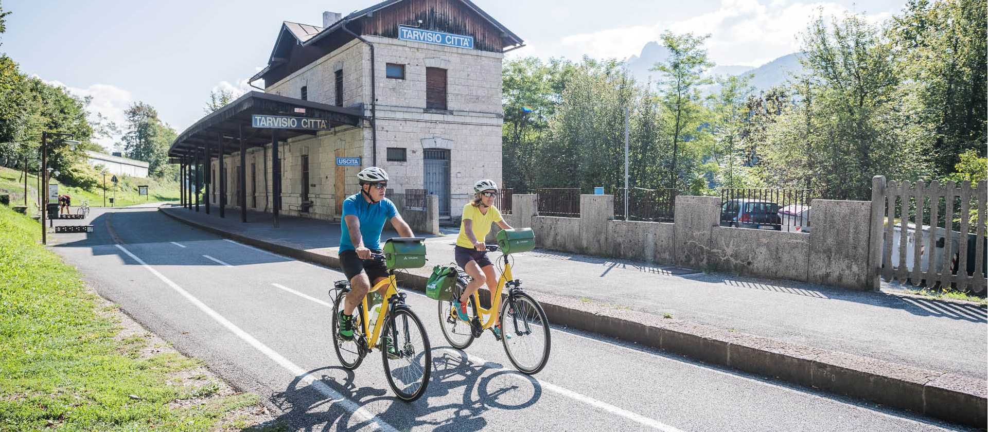 Cyclists leaving Tarvisio