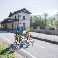 Cyclists leaving Tarvisio