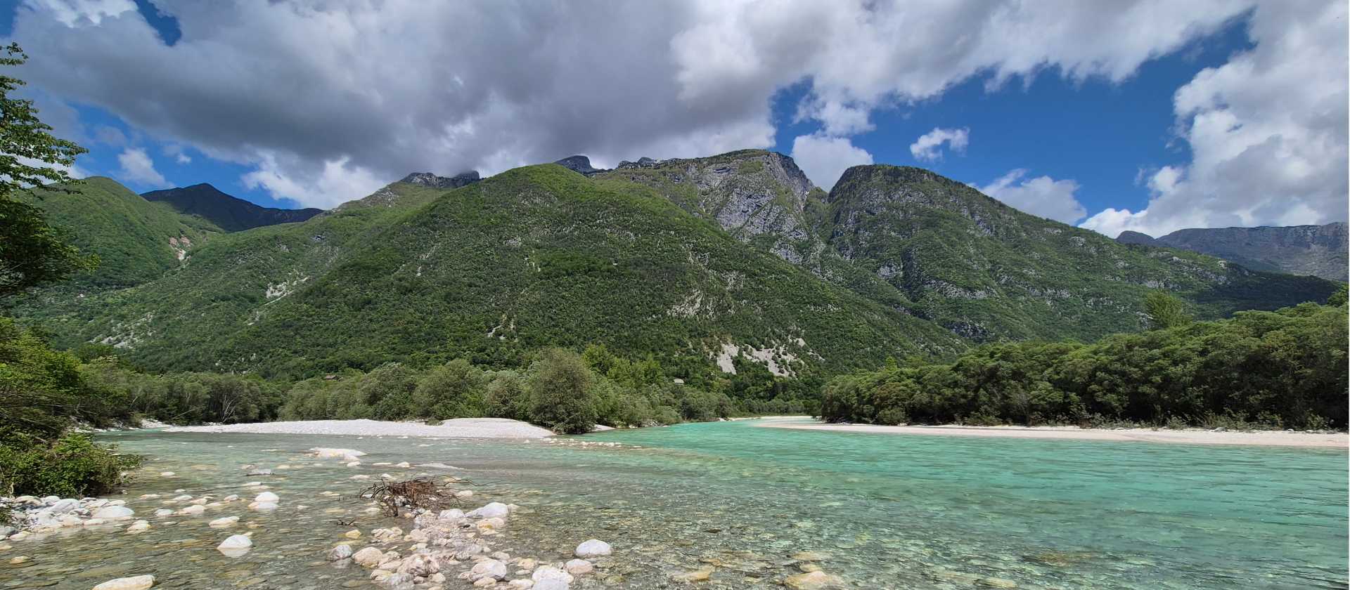 Following the turquoise Soca River through the mountain landscapes of the Juliana Trail.