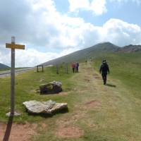 Pilgrim crossing a pass on the Camino de Santiago trail to Roncesvalles | Gesine Cheung