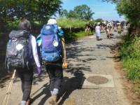 Pilgrims hiking through rural villages along the Camino Frances in Spain |  <i>Gesine Cheung</i>