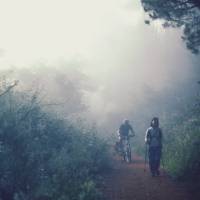 Hiker and cyclist on the Camino in Spain | @timcharody