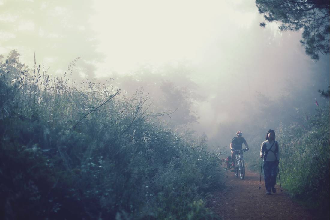 Hiker and cyclist on the Camino in Spain |  <i>@timcharody</i>