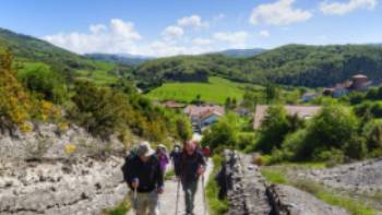 Pilgrims crossing the Pyrenees near Roncesvalles | Gesine Cheung